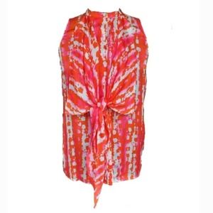 Etcetera Silk Sleeveless Button Up Top